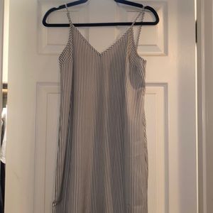 Stripped Midi Dress with Side Slit